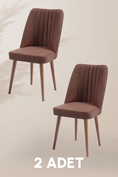 MYMASSA Polo Sandalye - Jerika Kahverengi - Ahşap Ceviz Ayak - Salon Sandalye...