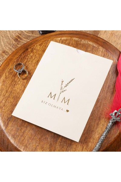 Pixel Davetiye Oval Kesim Krem Davetiye- 100 Adet - Düğün - Nişan - Kına - Sünnet - Nikah Davetiyesi - 7984