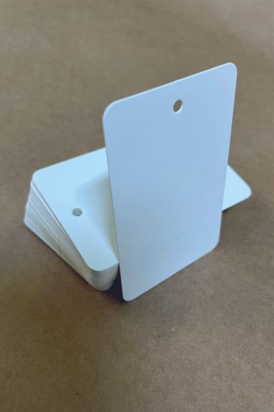 Örün Matbaa White Unprinted Oval Card - 100 Pieces, 5.2x8.4 cm, Note Card Gift Note