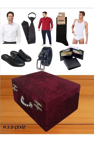 Hasret Çeyiz Dowry Chest Groom Shirt Pajamas Slippers Chest Bundle Chest 1131