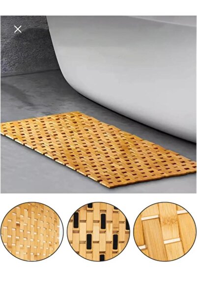 Atbyhome Χαλάκι μπάνιου Bamboo - Αντιολισθητική βάση - Χαλάκι ντους 40 x 60 cm