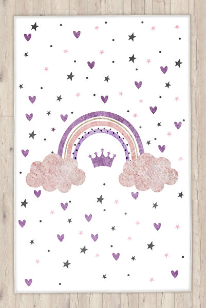 Bebişim Halı Gökkuşağı Kalpli Çocuk Halısı