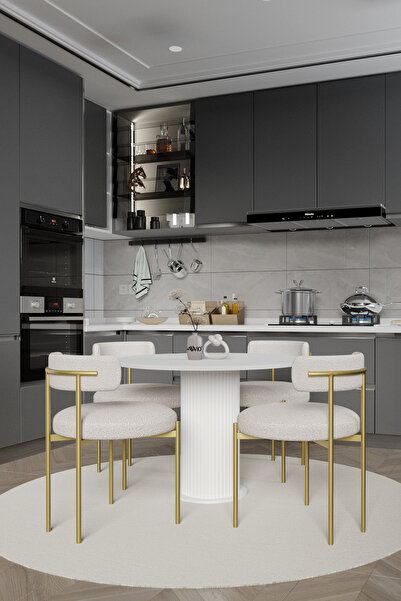 AVVİO Armony Bohem Lake Mdf Ayak 90x90 Yemek Masası Mutfak Masası Masa Sandalye Takımı