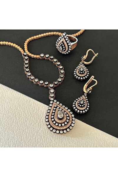 JEICON ATELIER 54,23 Gr Rose Renk Kalın İki Renkli Damla Tasarım 925 Gümüş El...