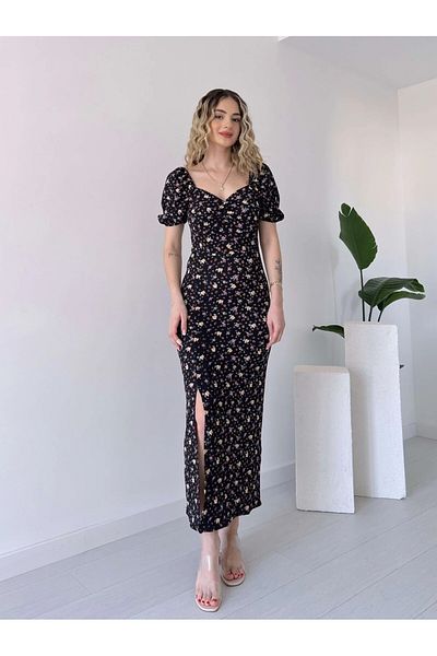 GDS BUTİK Rochie midi cu mânecă cu balon și cu fantă