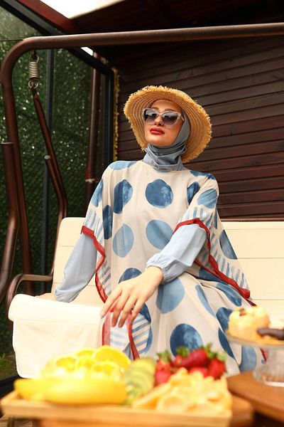 ButikKardelen Camellia Hijab Patterned Swimsuit - Five Pieces 10359