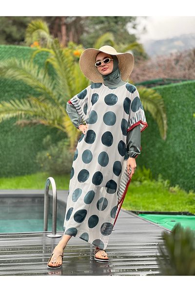 ButikKardelen Camellia Hijab Patterned Swimsuit - Five Pieces 10359