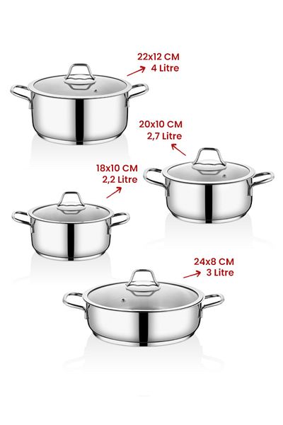 Kahramanlar 8 Piece Cookware Set with Rain Induction Base