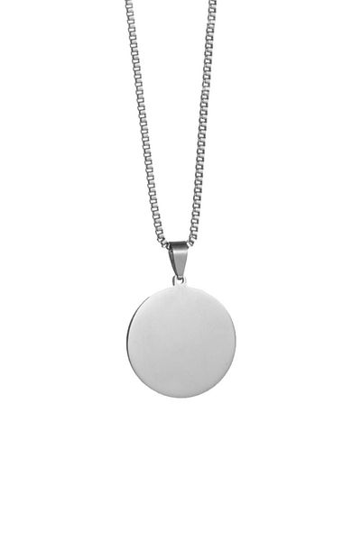 Chavin Round Silver Medallion Steel Necklace Eb36by