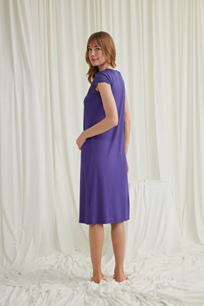 MONAMİSE Cămașă de noapte Monamise pentru femei cu detaliu din dantelă - cu nasturi pe umăr și pe guler, 18574