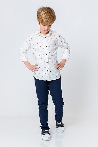 incity Boy's Ship Patterned Long Sleeve Shirt