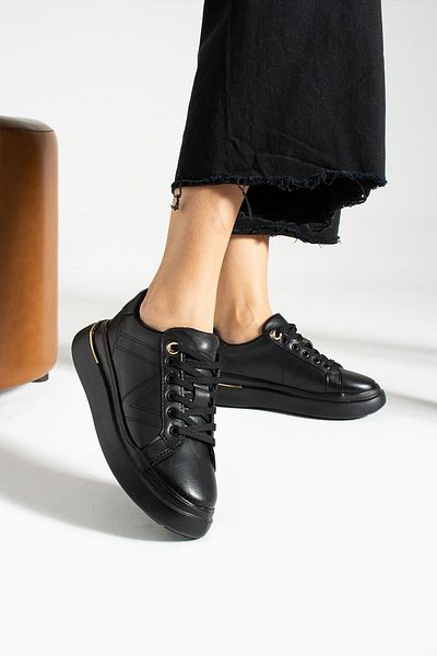 İnan Ayakkabı WOMEN'S BLACK SNEAKERS & SPORTS SHOES (6 CM)