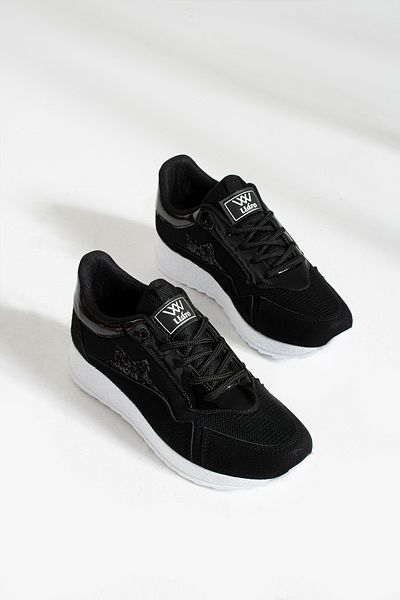 İnan Ayakkabı Pantofi sport negri argintii pentru femei (talpă de 4 cm)