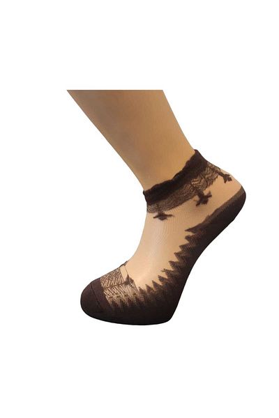 sevateks Perfumed 3 Pairs Colorful Tulle Socks with Ankle Embroidery