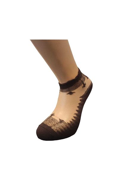 sevateks Perfumed 3 Pairs Colorful Tulle Socks with Ankle Embroidery