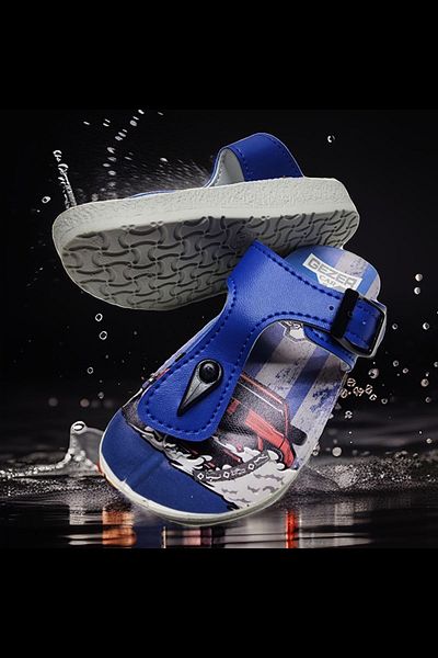GEZER Children's Daily Flip-Flop Car Printed Beach, Sea, Pool Slippers
