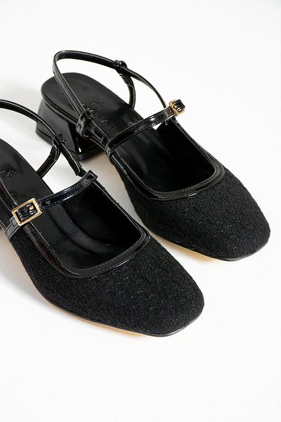 İnan Ayakkabı Black Buckle Women's Heeled Shoes - 3 Cm Heel