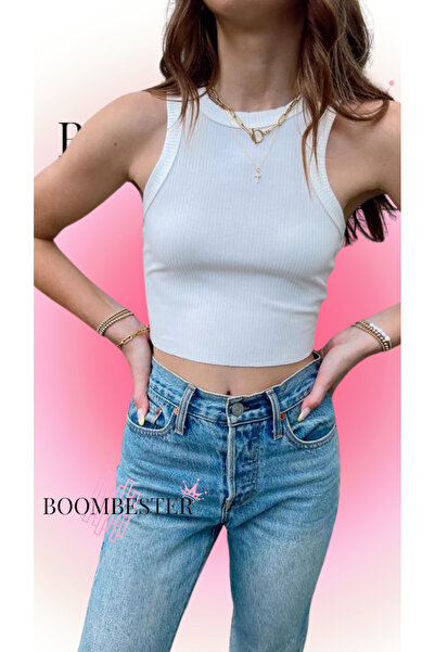 BoomBester Dried Rose Color Women's Blouse - Camisole Sleeveless, Long Crop Navel Tank Top