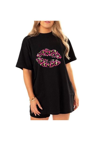 Massgai Μπλουζάκι Unisex Design Kiss Printed Oversize κοντό μανίκι 100% βαμβάκι
