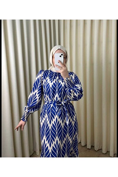 LAVENDEL Kadın Saten Kemerli Bellae Elbise