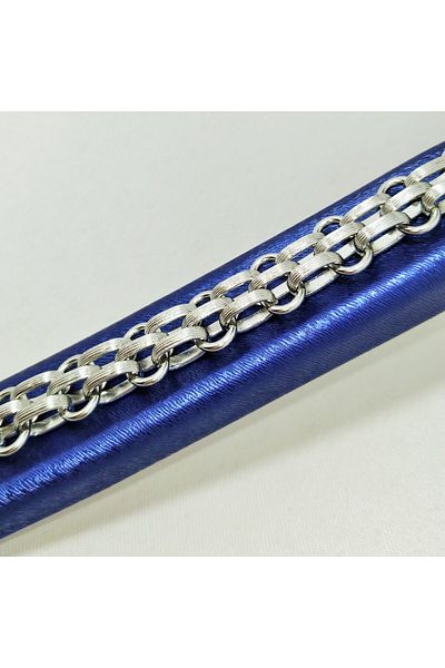 Janset Wide Steel Bracelet - Silver Color Pen Detail Steel Bracelet