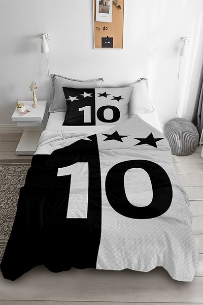 Bebişim Halı Fan Black White Single Pique cu husă de pernă