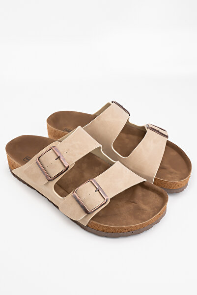 Shupe Beige Arizona Women's Slippers - Double Buckle Design