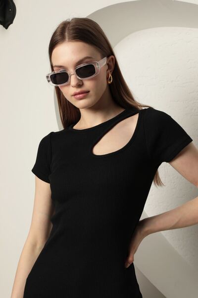 Özel Tasarım Damla Yaka Detaylı Kaşkorse Elbise