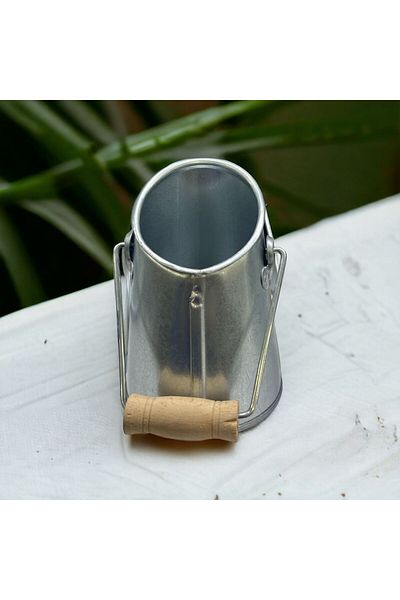 LUCKYHOMES Mini găleată pentru cărbune de 13 cm - Vază de prezentare galvanizată Güğüm 13X8