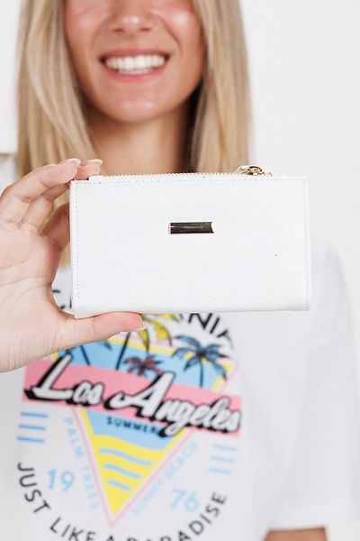 Ecrou White Patent Leather Women's Handbag - Zippered and Snap Wallet