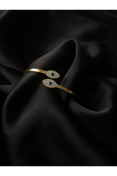 JEWELRY Altın Kaplama Yeşil gözlü Çelik Kelepçe