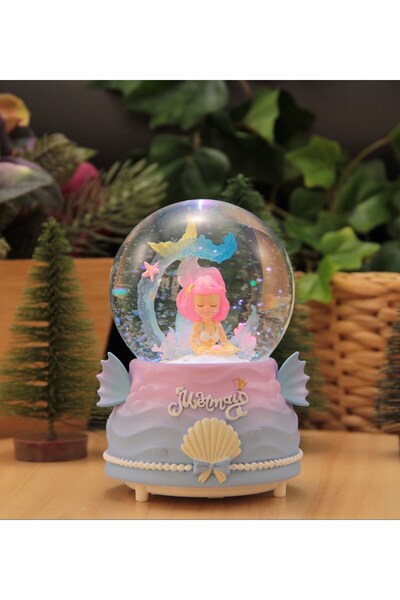 HEDİYEBİZİZ DENİZ KIZI Işıklı ve Müzikli Kar Küresi Büyük Boy