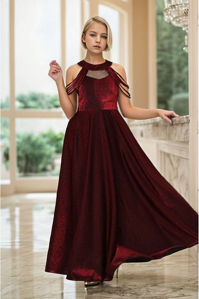 Joui Co Girls' Long Evening Dress - for Graduation and Wedding