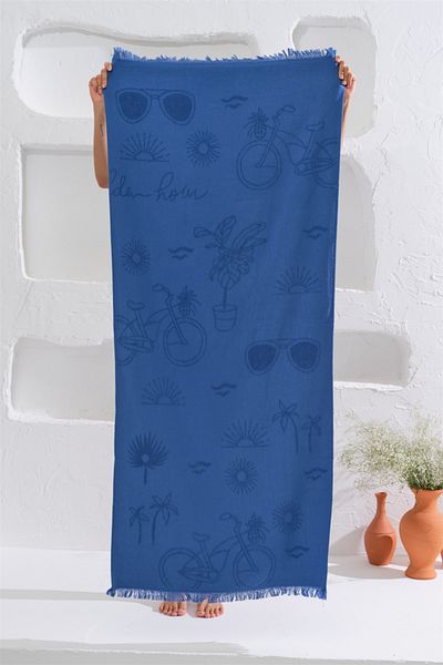 Homelover منشفة بحر للشاطئ بتفاصيل شرابة من القطن 100%، Sunyse 70x150