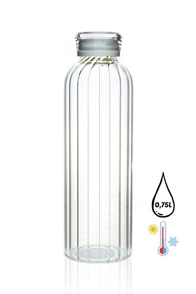 Comprox سلسلة My Bottle Line - قارورة زجاجية من البورسليكات سعة 0.75 مل، زجاجة مياه بغطاء مفرغ، زجاجة مياه سعة 750 مل