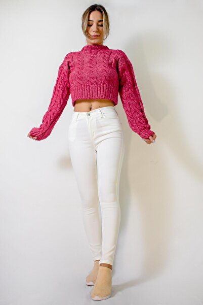 ARESMODA Kadın Ekru Likralı Stretch Kot Pantolon