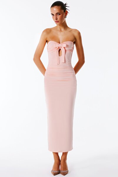 Love On Friday SAIRA Fiyonk Detaylı Straplez Sırtı Açık Uzun Abiye Elbise (Pa...