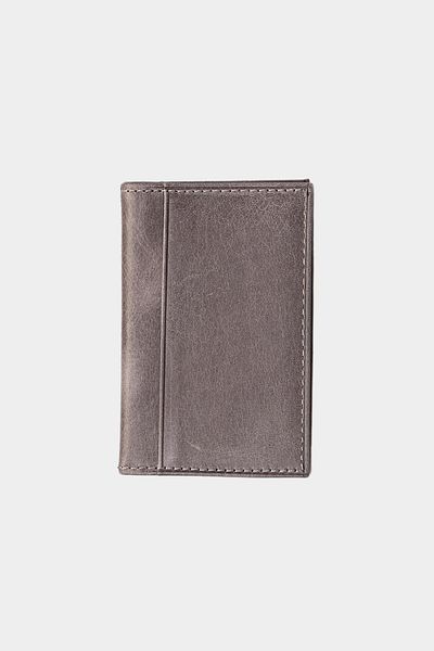 Grande 0825 Model - Genuine Leather, Unisex, Super Slim Fit Card Holder, Crazy Gray
