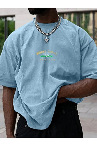 over head oh Ανδρικό T-shirt Oversize - Baby Blue, με στάμπα Mount Cartier