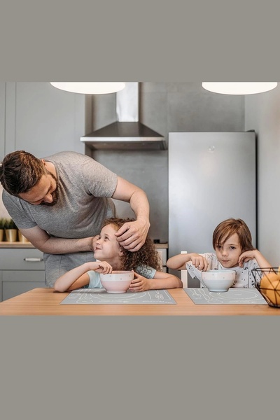 MatGo School Red Petite Checked Liquid Proof Feeding Mat Non-Slip Washable School Dining Pad 35x45cm