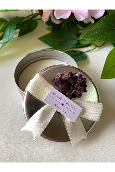 gazelorg Metal Kutulu Mum Gümüş Metal Kutu Söz Nişan Hediyeliği (15 ADET)