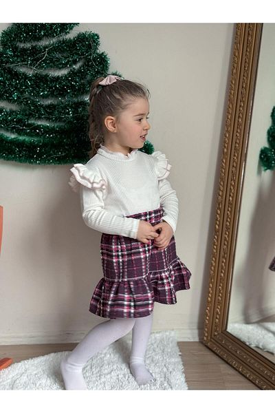 YİGİT BUTİK Yigit Boutique Chanel Girl's Set with Fabric Skirt