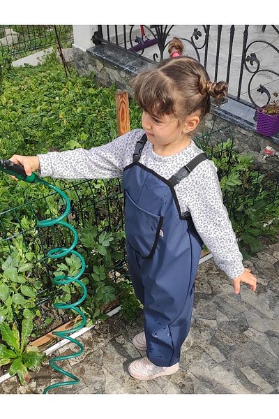 Novy Baby Waterproof Fabric - Play and Rain Coverall - Salopet - 2-9 Years - Navy Blue