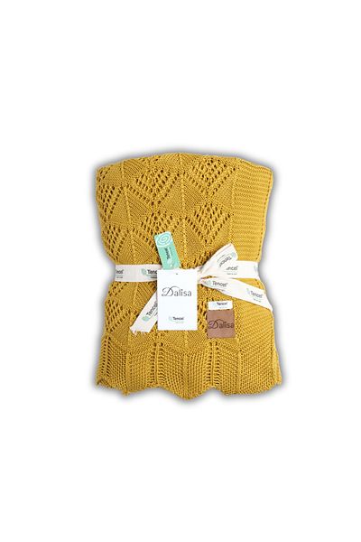 DALİSA Knitted TV Blanket & Seat Cover Emily 150x200 Cm - Mustard