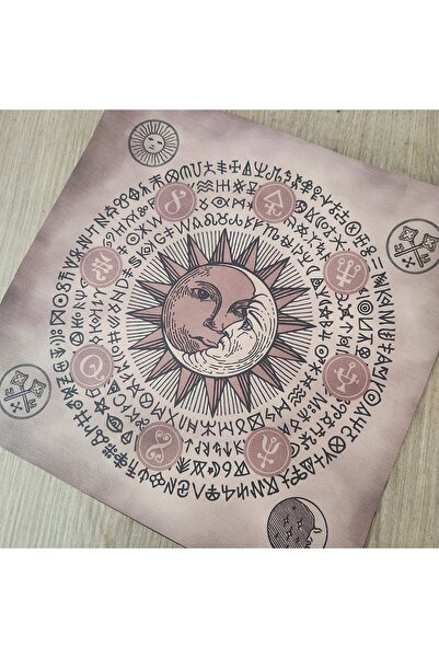 fırsatlar diyarı Sun And Moon Vintage Tarot Sunak Bezi / Tarot Örtüsü 75x75 Cm