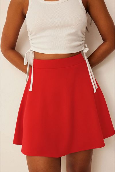 SUHIS Women's Red Flared Mini Skirt