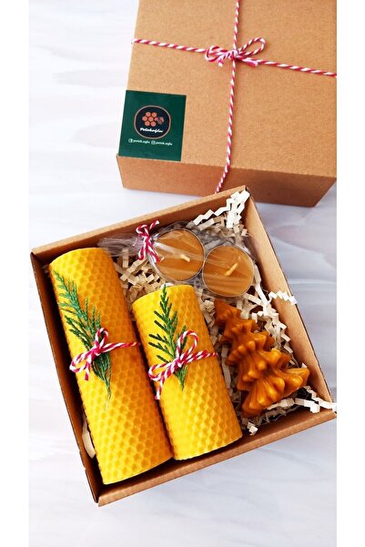 Petekoğlu Doğal Petek Balmumu Mum Çam Ağacı Bal Mumu Mum Tealight Beeswax Candle