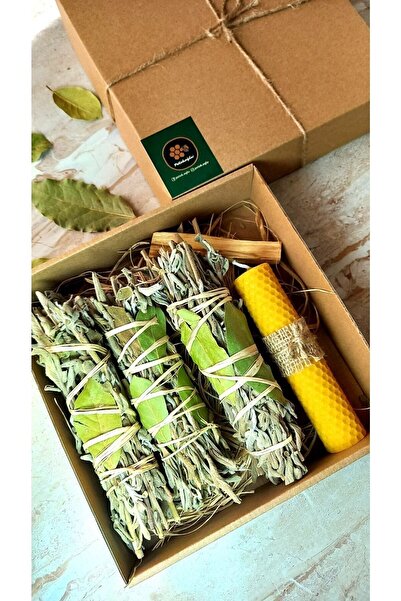 Petekoğlu Balmumu Mum Ada Çayı Defne Tütsü Sertifikalı Palo Santo Doğal Petek Bal Mumu Mum Hediyelik Set