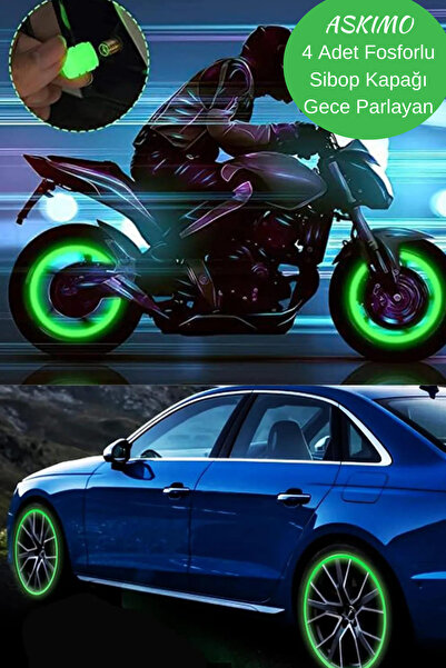 Askımo Fosforlu Floresan 4 Adet Led Yeşi?l Pilsiz Araba Motorsiklet Lastik Si...
