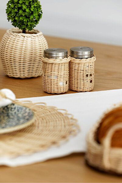 Maison Avf موزع ملح وفلفل من الروطان - قطع مريح